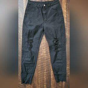 Distressed Black Women Jeans